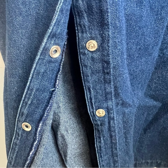 Vintage Sun Belt Denim Snap Button Up Maxi Dress Sleeveless Sz L Cotton A Line - Picture 4 of 9